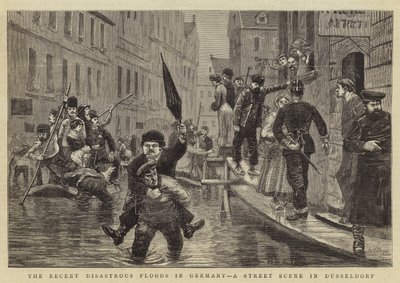 الفيضانات الكارثية الأخيرة في ألمانيا ، مشهد شارع في دوسلدورف بواسطة ويليام لوكهارت بوجل